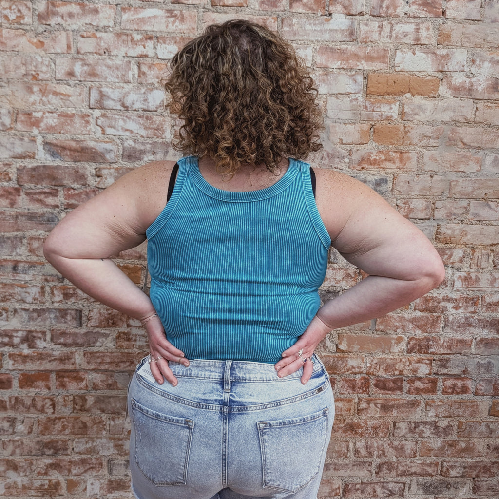Teal Ribbed Tank