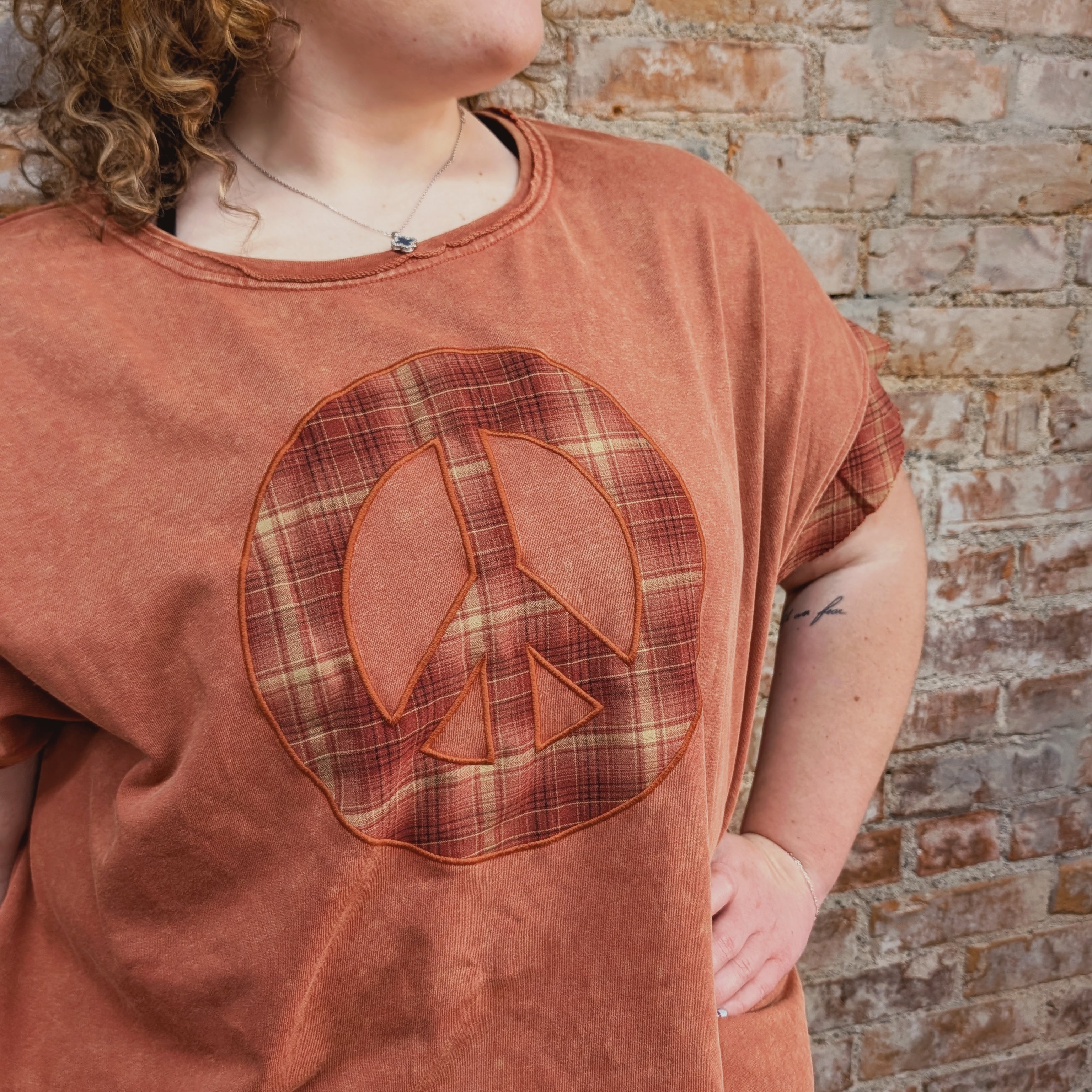 Peace Sign Patchwork Top