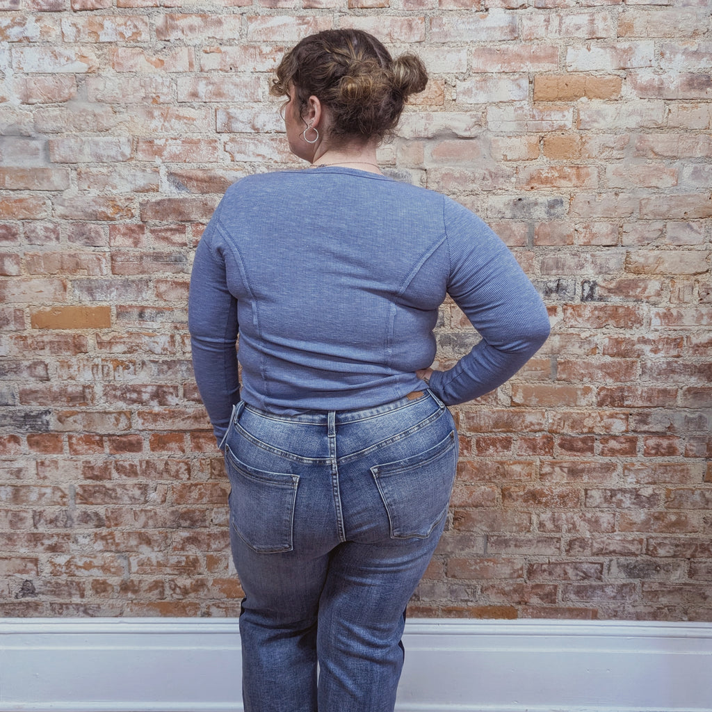 Blue Long Sleeve Slim Top