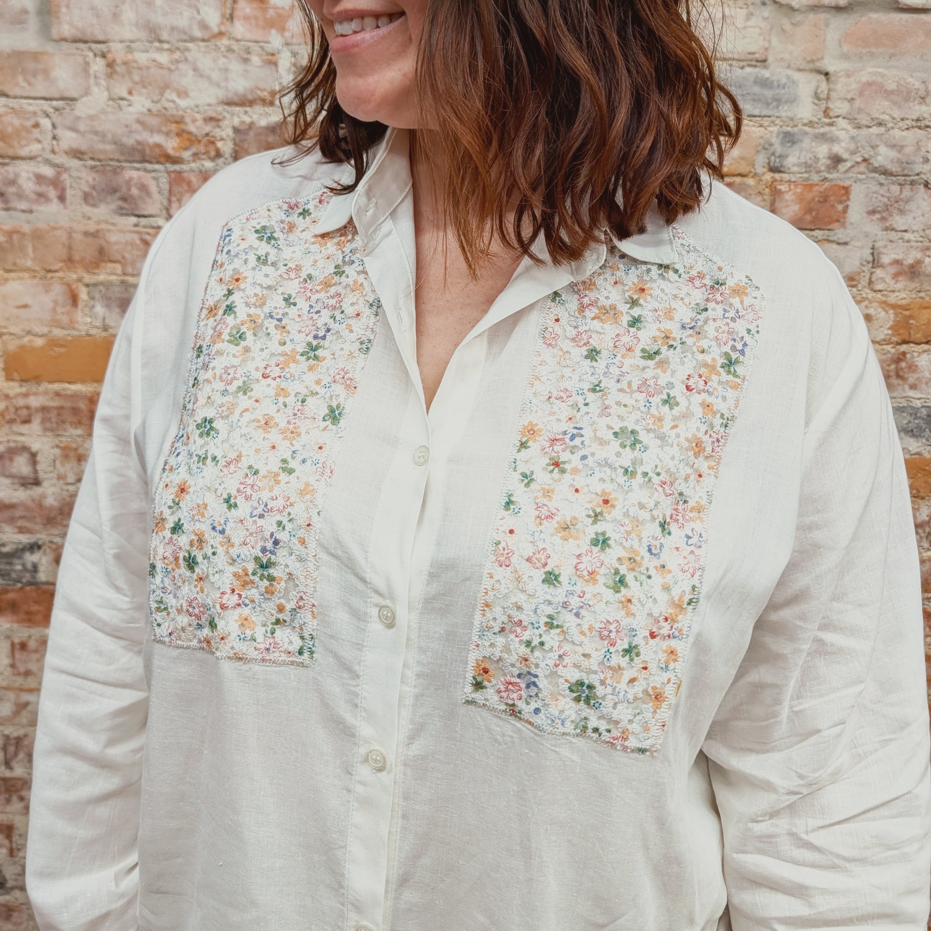 Embroidered Floral Button Down