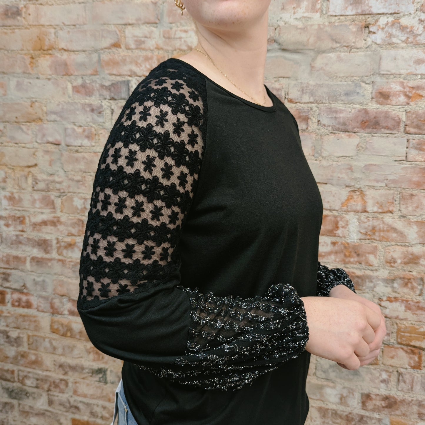 Tinsel and Lace Black Top