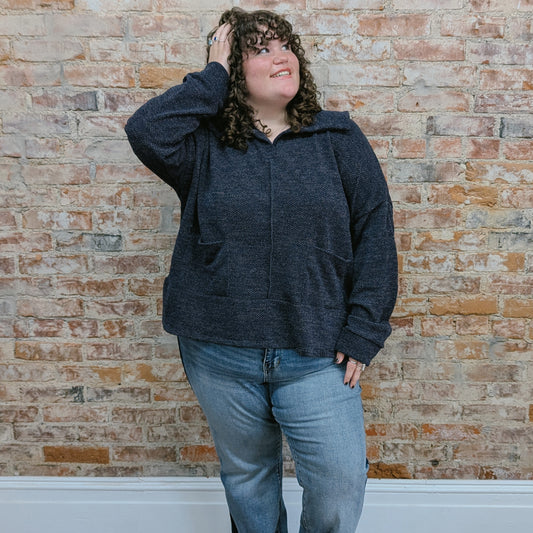 Charcoal Knit Collar Sweater