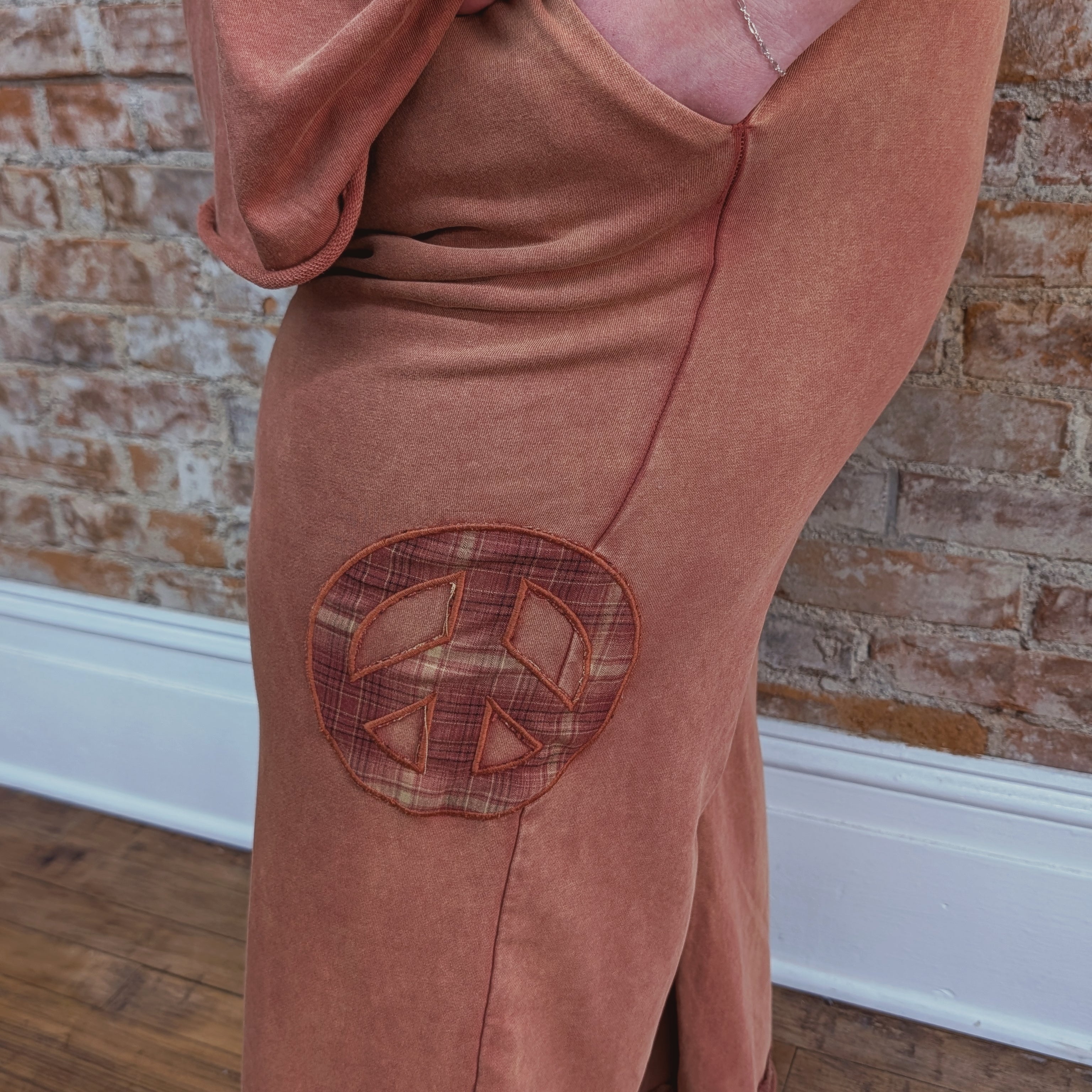 Peace Sign Patchwork Pants