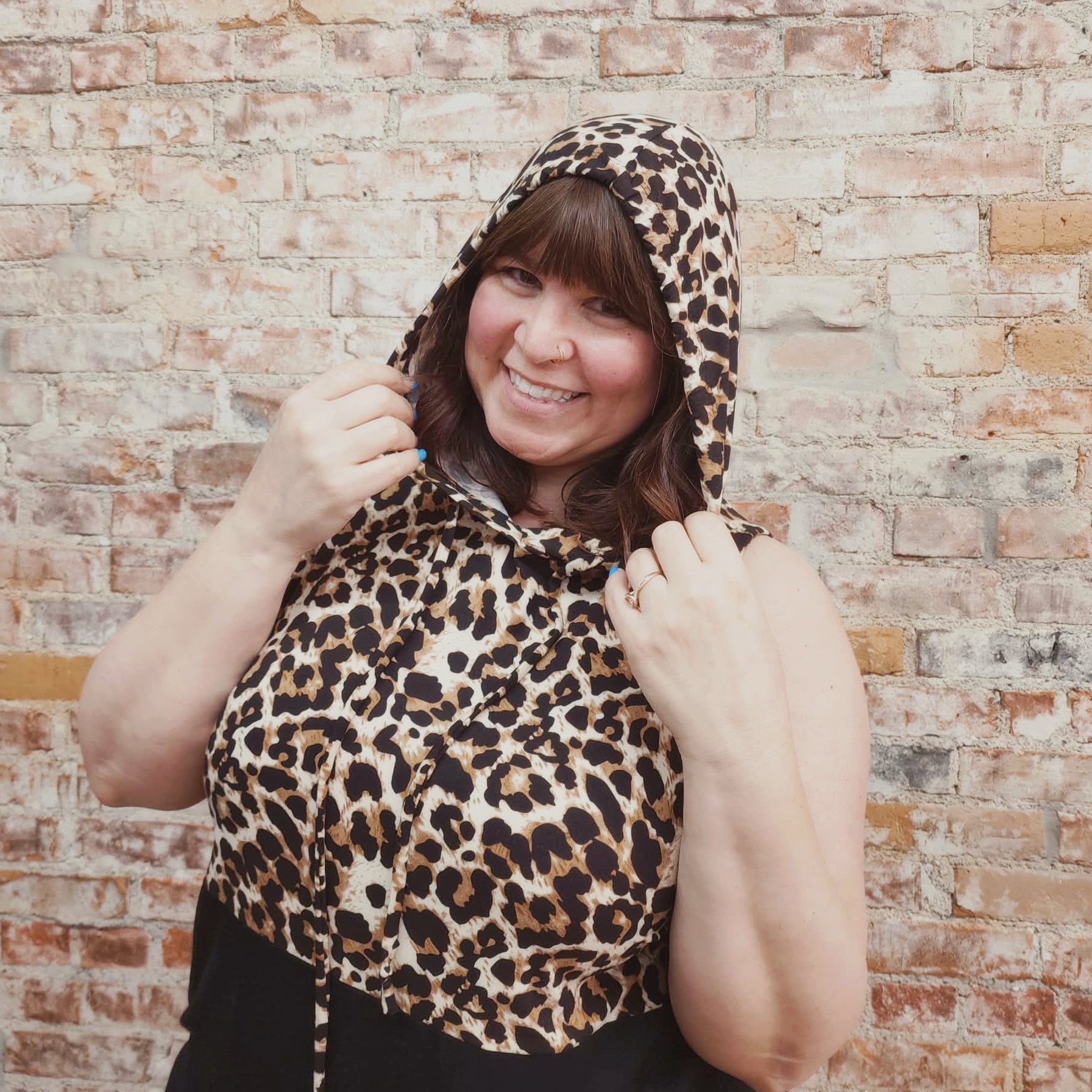 Animal Print Hooded Tunic Tank
