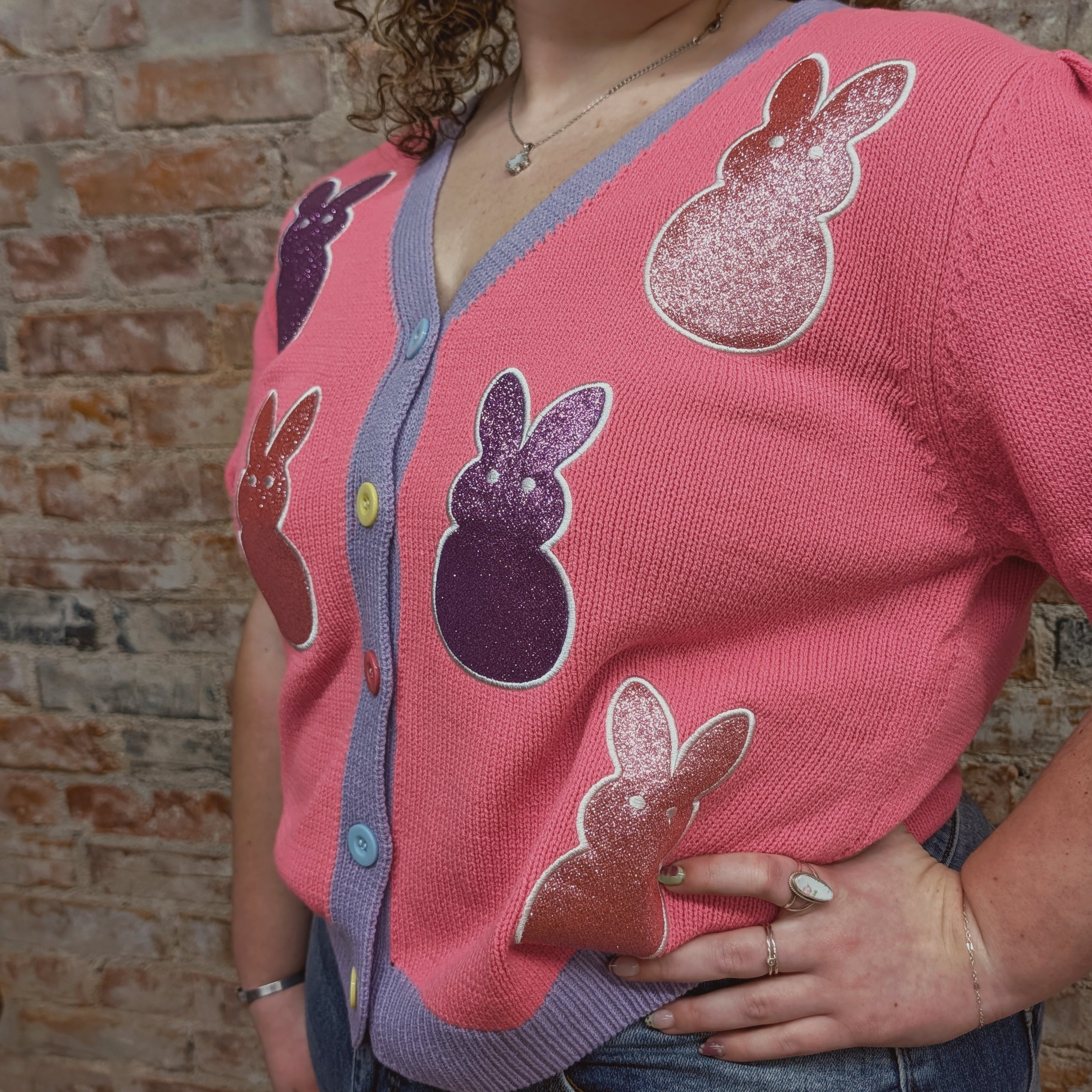 Short Sleeve Peep Sweater