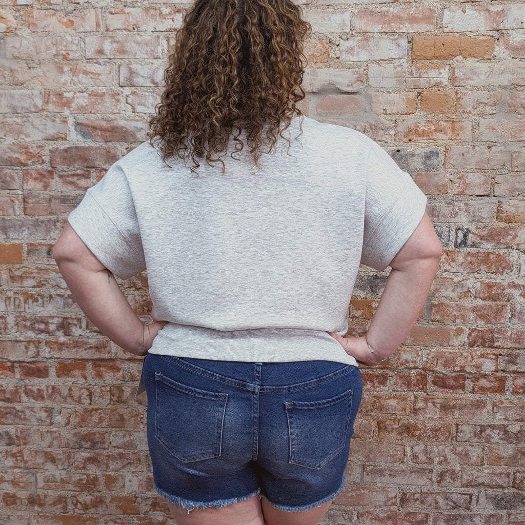 Grey Drop Sleeve Quarter Zip