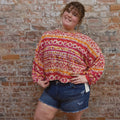 Cranberry Orange Cropped Blouse