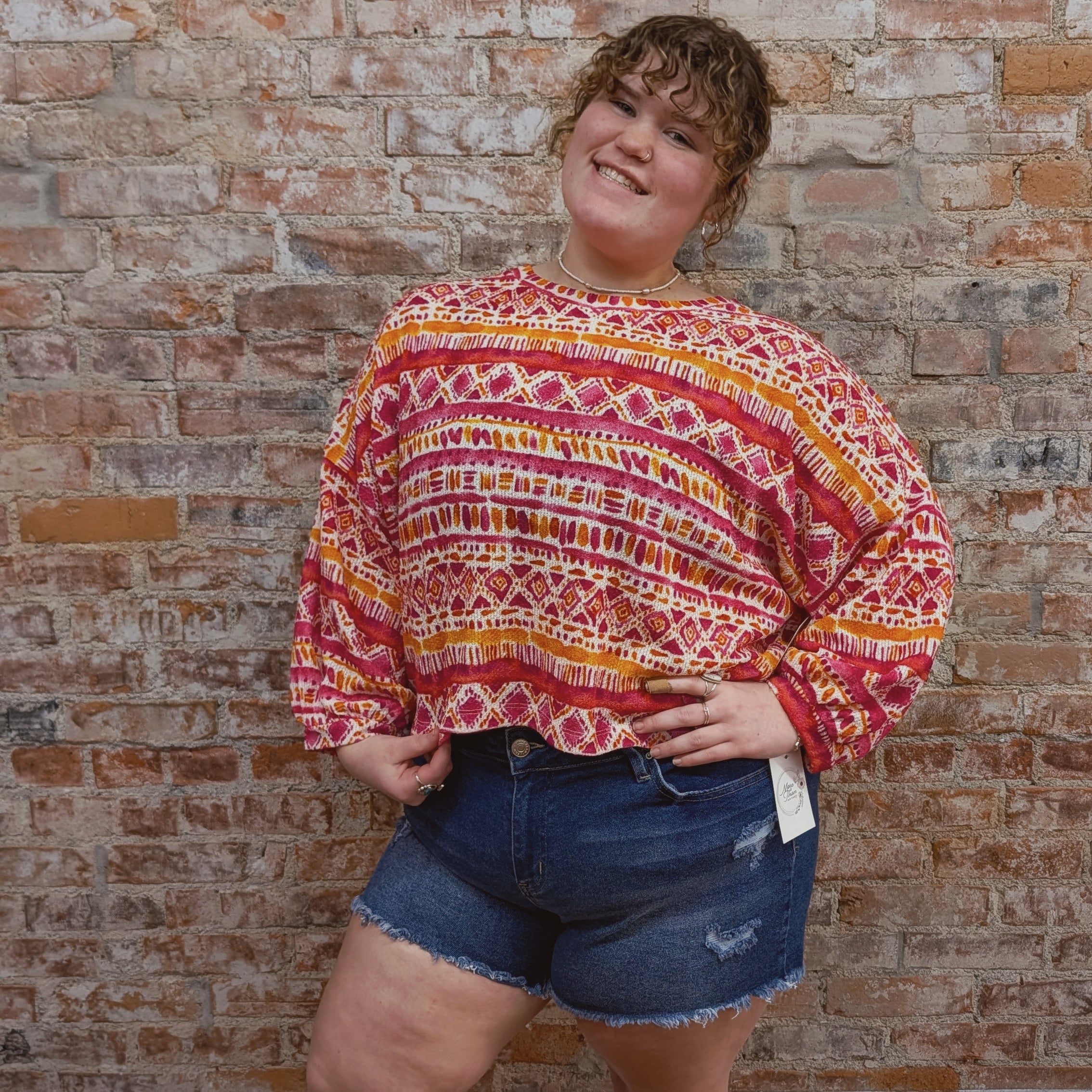 Cranberry Orange Cropped Blouse