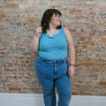 Light Blue Button Tank