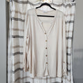 Beige V-Neck Button Top *clearance item, cannot be returned*