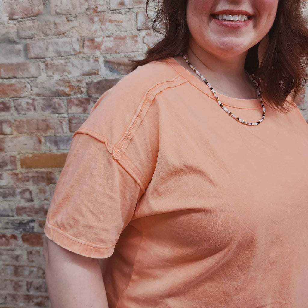 Coral Round Neck Tee